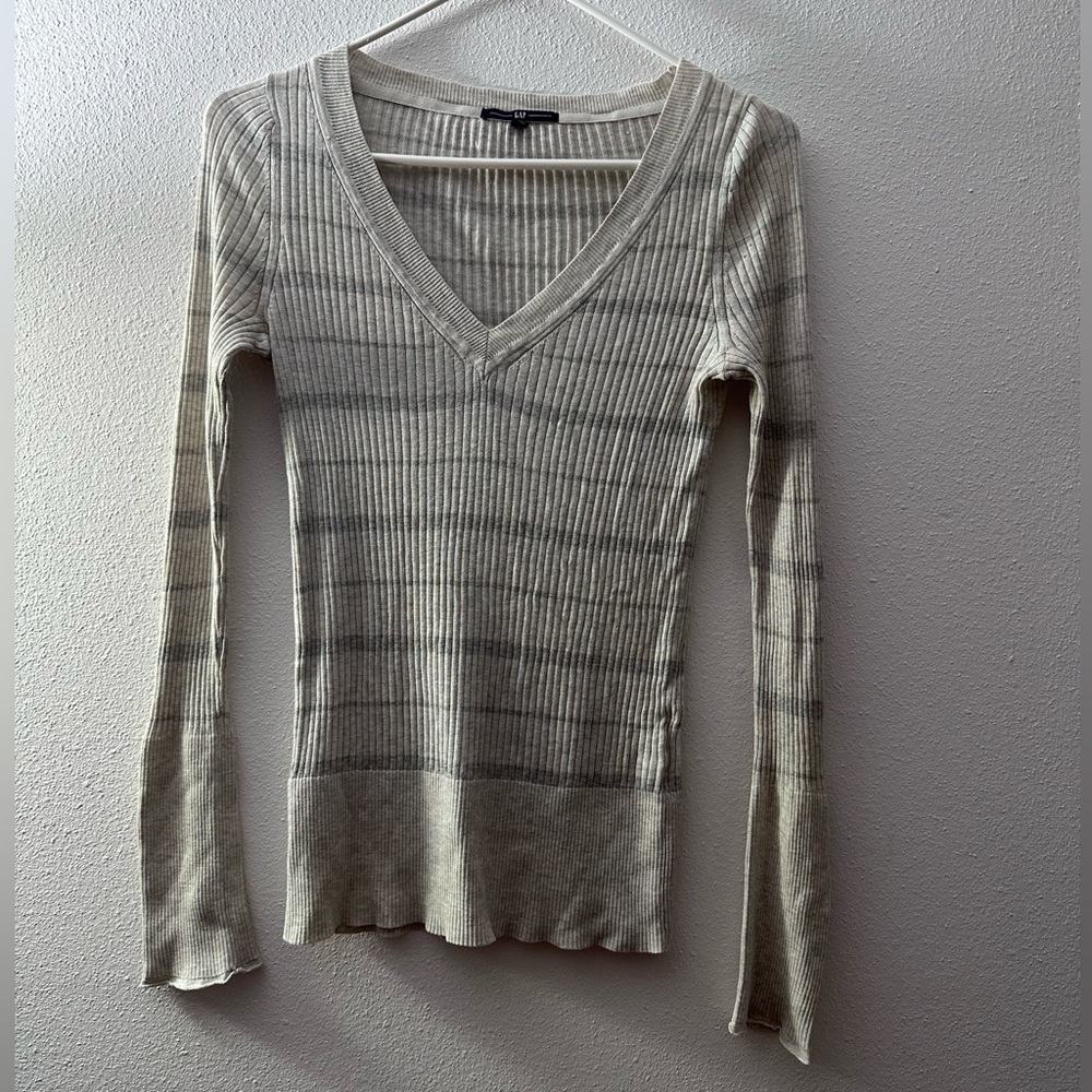 GAP Cream Ribbed Knit Top